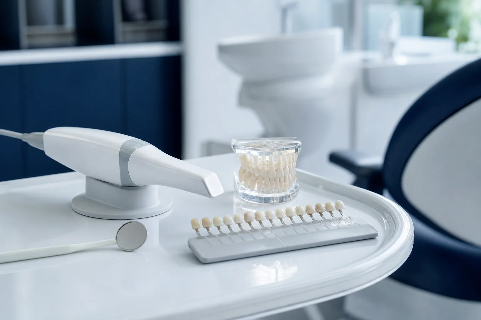 Modern ağız içi tarayıcı ve diş modeli